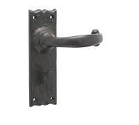 Traditional Cast Iron Bathroom Door Handle Set 150mm X 50mm Black Antique