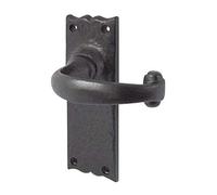 Traditional Cast Iron Lever Latch Long Plate 150mm X 50mm Black Antique (2)