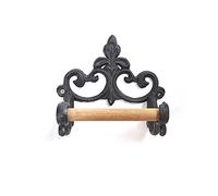 Traditional Cast Iron Wall Mounted Toilet Tissue Holder,Toilet Roll Holder Cast Iron Wooden Roller Holder - European Vintage Design