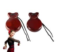 Traditional Castanets - 2 Pieces Wooden Finger Castanets Creative Hand Percussion Instrument Authentic Spanish Rhythm Instrument | 3.46 x 2.56 x 1.18 Inch Smooth Handmade Music Accessories