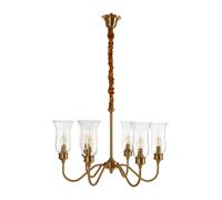 Traditional Ceiling Light With 6 Arms, Warm Metallic Finish Classic Ceiling Fixture, Glass Ceiling Light Interiors by Premier Gold One Size