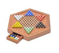 Traditional Chinese Checkers 12 inch Board Game 6 Color Glass Pcs Set