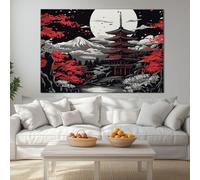 Traditional Chinese classical Canvas Japanese Temple Posters Bedroom 120 x 80 cm Wall Art for Boys Room Office, Canvas Art Prints Painting Artwork for Teen Kids Men Room Home Decoration