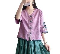 Traditional Chinese Clothing Women Cotton Linen Vintage Tang Suit Shirt Embroidery China Ethnic Style Cheongsam