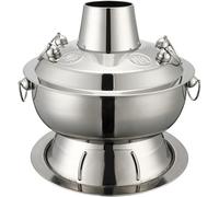 Traditional Chinese Copper Hot Pot, Vintage Copper Shabu Hot Pot Pan, Food Grade Stainless Steel Charcoal Shabu Hotpot Cooker Chinese Traditional Stew Pot Soup Pot Cookware(OneColor,32cm)