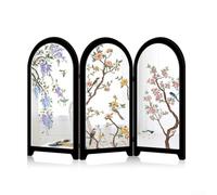 Traditional Chinese Design Acrylic Folding Screen Mirror for Tabletop Use in Contemporary or Heritage Home Decor Settings (C)