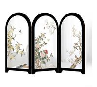 Traditional Chinese Design Acrylic Folding Screen Mirror for Tabletop Use in Contemporary or Heritage Home Decor Settings (A)