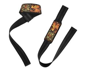Traditional Chinese Dragon Phoenix Weight Lifting Straps 26" Neoprene Padded Deadlift Wrist Straps for Weightlifting, Gym, Deadlift, Workout