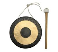 Traditional Chinese Feng Shui Copper Gong with Wooden Drumsticks,Large Wood Chau Gong for Meditation, Music Performances, and Home Decor(20cm)