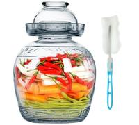 Traditional Chinese Fermenting Crock, Glass Fermentation Jar With Water Seal Lid For Sauerkraut, Kimchi, And Pickles
