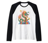 Traditional Chinese Fire Dragon Symbol Raglan Baseball Tee