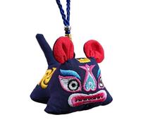 Traditional Chinese Handmade Cloth Tiger, Handmade Intangible Heritage Cloth Tiger Hanging Desk Ornament Gift Multicolor 8x9x10.5cm(Blue)