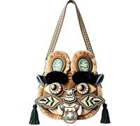 Traditional Chinese Handmade Tiger Head Crossbody Bag - Intangible Cultural Heritage Embroidered Adjustable Sling Pouch(Tiger pattern)