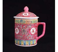 Traditional Chinese Jingdezhen Ceramic Blue and White Porcelain Mug Red Tea Cup with Lid Drinkware 300Ml