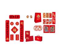 Traditional Chinese New Year silk caplet spring festival supplies with attached files and calendar set for cultural decoration