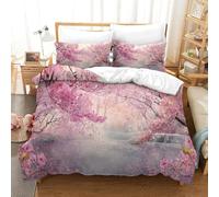 Traditional Chinese Painting 3D Printed Comforter Cover Set cherry Blossom Duvet Cover Bedding Set for Kids Teens Boys Room Decor Microfiber Quilt Cover 3 Pcs with Pillow Case Hidden Zipper Double(20