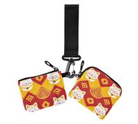 Traditional Chinese Pattern Cat Yellow Women's Wallets Card Cases Cute Fashion Identity Card Protector with Keychain for Woman 2 Pcs, traditional chinese pattern Cat yellow, One Size, Casual