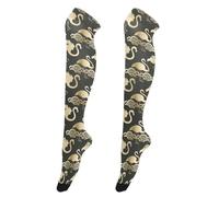 Traditional Chinese Pattern Flamingo Black Gold Women Thigh High Long Over Knee Socks Casual Over The Knee Socks for Working Women leg warmers women for Proms calcetines para mujer altas 1