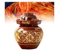 Traditional Chinese Porcelain Pickle Jar, Thickened Earthenware Fermentation Jar with Lid, Water Seal Capacity for Sauerkraut and Kimchi
