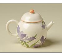 Traditional Chinese Porcelain Tea Set - Hand-Painted Iris, Intangible Heritage Craft, Elegant Tea Ware for Home & Gifting (Pear-shaped Teapot)