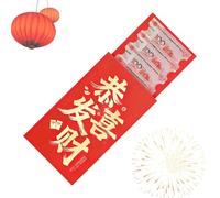 Traditional Chinese Red Envelopes, Traditional Party Decor with Giant Gold Characters - Large Red Chinese Hong Bao Envelopes - for Spring Festival, Family Gatherings, Adul