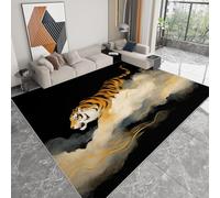 Traditional Chinese Style 120 x 170 cm Living Room Area Rug, Soft Low Pile Animal Tiger Gold Clouds Carpet - Washable Non-Slip Rug for Bedroom Kitchen Nursery Dorm Kids Room Bedside Carpet