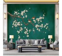 Traditional Chinese Style Murals, Non-Woven Wall Mural Photo Wallpaper - Branch Flowers Bird Wallpaper W300 x H210 cm for Bedroom Living Room Background Wall Decorative (Not Self-Adhesive)