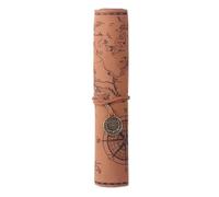 Traditional Chinese-Style Roll-Up Pencil Case | Cowhide Leather | Literary Retro Design | Brown Color(Coffee Brown)
