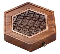 Traditional Chinese Style Tea Tray Made of Solid Walnut with Dual Drainage and Integrated Storage Function (Rhyme)