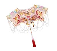 Traditional Chinese Styles Children Detachable Collar With Embroidery Beading And Tassels Fringe For Costume Accessories Chinese Kids Costume Neckpiece
