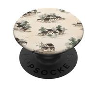 Traditional Chinese Village Watercolor Landscape PopSockets Adhesive PopGrip