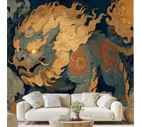 Traditional Chinese Wall Mural, Mythical Creature Wallpaper, 450x315 cm, Non-Woven Stickers, Animal Canvas Mural, for Bedroom Living Room Murals, Self Adhesive Photo Decoration Wall Stickers zo143a