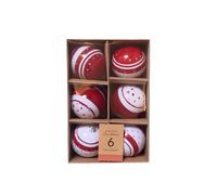 Traditional Christmas Baubles - Novwlty Red & White - Xmas Tree Decoration
