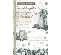 Traditional Christmas Card for Granddaughter and Husband, 25.4 x 17.78 cm Gold Ribbon and Bow