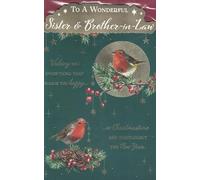 Traditional Christmas Card, Sister & Brother-in-Law Design, 23 x 15 cm, Featuring Robin Bird