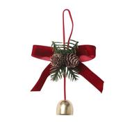 Traditional Christmas Decorations 1Pcs Velvet Christmas Bows With Bells Pinecone Christmas Tree Hanging Ornaments for Home Decoration Happy New Year Gift Navidad(A)
