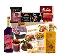 Traditional Christmas Festive Treats Gift Hamper -Non Alcoholic Mulled Wine Biscuits, Chocolate Pudding, Crisp Popcorn Brandy Snap & Nuts