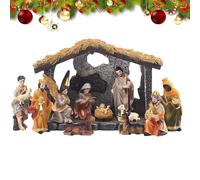Traditional Christmas Nativity Set, Mini Resin Manger Nativity Scene Ornament, Real Miniature Manger Jesus Figurines For Home Decor Indoor Bedroom Living Room Office Church School