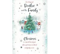 Traditional Christmas Scene Card for Brother and Family, 23 x 15 cm