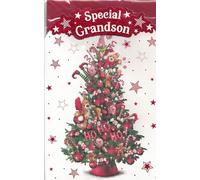 Traditional Christmas Tree Design Grandson Card, 22.86 x 15.24 cm