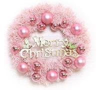 Traditional Christmas Wreath Pink Glamour - 50cm /20" Large Artificial Floral Front Door Decoration - Festive Hanging Xmas Ornament Garland Style 2