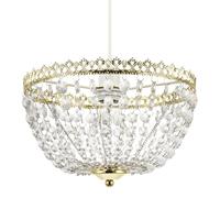 Happy Homewares Circular Crown Pendant Shade in Polished Gold with Clear Acrylic Beads