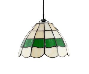 Traditional Classic Green and Amber Stained Glass Round Tiffany Pendant Lighting Shade | 21cm x 12cm | 40w Maximum by Happy Homewares