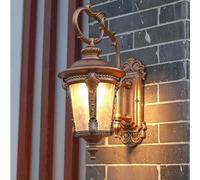Traditional Classical Outdoor Wall Light Lantern Antirust Die-cast Aluminum Wall Lamp Fixture Victorian Glass Downlight E27 Courtyard Garden Villa Porch View Outside Wall Sconce Durable (Color T
