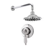 Traditional Concealed Manual Valve with Head & Arm Shower Set - Chrome/White - Balterley