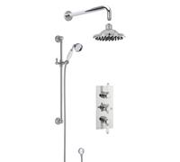 Traditional Concealed Triple Valve with Slide Rail Kit Arm Head Balterley Silver One Size