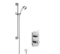 Traditional Concealed Twin Valve & Slide Rail Shower Set - Chrome/White - Balterley