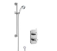 Traditional Concealed Twin Valve & Slide Rail Shower Set - Chrome/White - Balterley