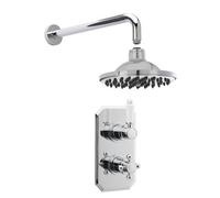 Traditional Concealed Twin Valve with Head & Arm Shower Set - Chrome/White - Balterley