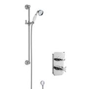 Traditional Concealed Twin Victorian Valve & Slide Rail Shower Set - Chrome/White - Balterley